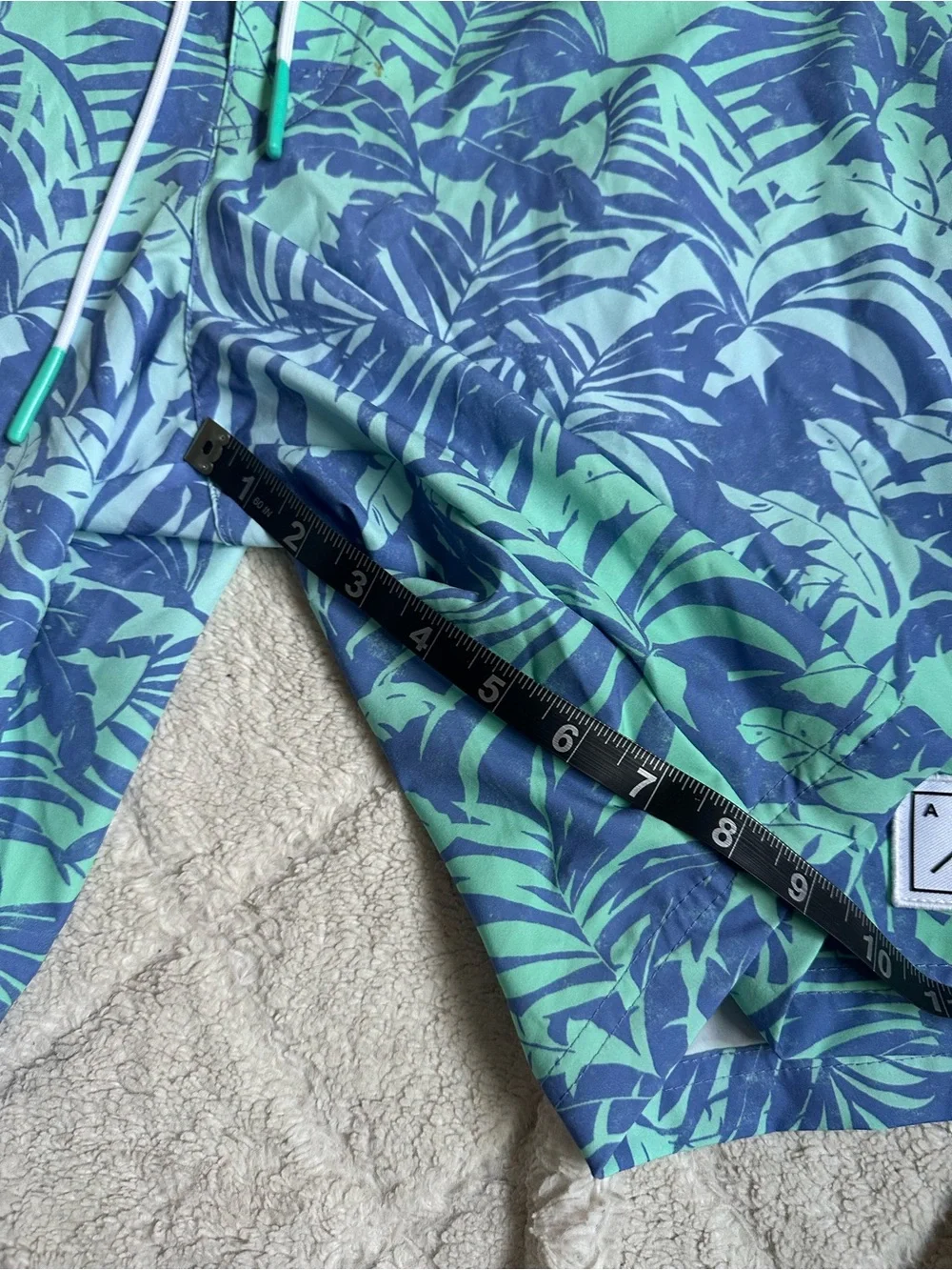 American Eagle | Blue and Green Palm Tree Print Boardshorts | Size Extra Large